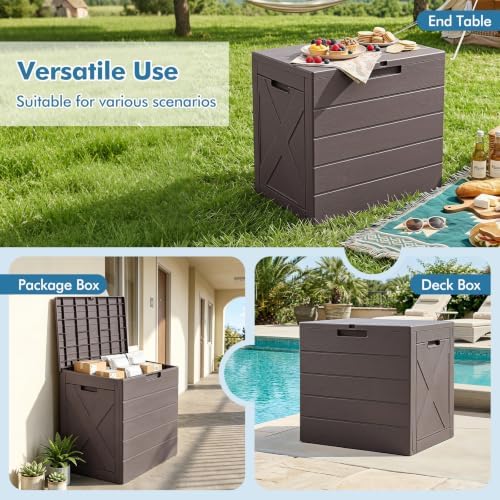 Tangkula 25 Gallon Outdoor Storage Box with Lockable Lid