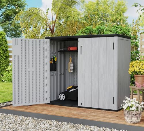 ZZM 37 Cu.ft Outdoor Storage Shed with Floor HDPE Double-Wall Resin Sheds Out...
