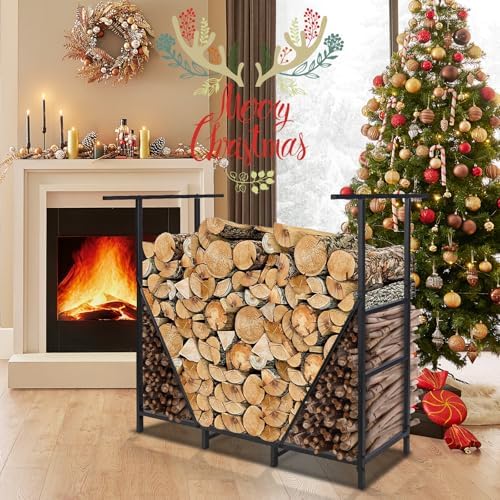 HONEST OUTFITTERS 4ft Firewood Rack Outdoor, Adjustable Heavy Duty Firewood H...