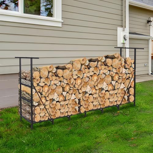 Vailge Firewood Rack Outdoor 8FT with Waterproof Firewood Carrier Bag, Adjust...