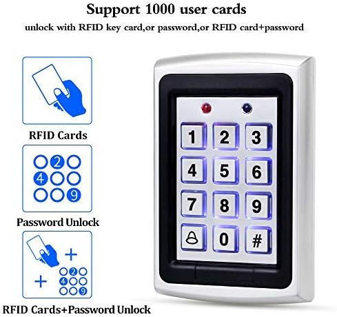 10 RFID Keychains + Waterproof Rain Cover + RFID Metal Keypad Supports 1000 U...