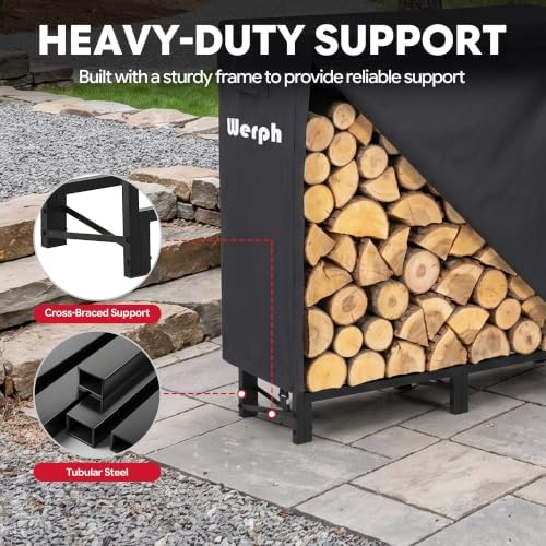 Werph 4FT Firewood Rack Outdoor, Heavy Duty Firewood Storage Rack