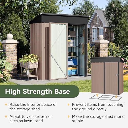 Aoxun 4.9x2.9 FT Outdoor Storage Shed - Metal Garden Shed with Base