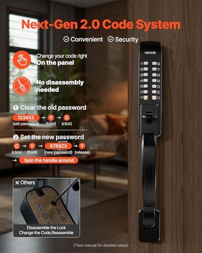 VEVOR Mechanical Keyless Entry Door Lock, 2.0 Code Upgrade, 4-7 Digits Code, ...