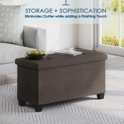 Nestl 30 Inch Storage Ottoman Bench with Storage Bins, Max 660 lbs Storage Ch...
