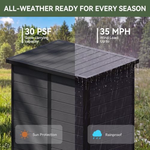 Aoxun 55 Cuft Outdoor Tall Storage Shed, 5×3×7ft Vertical Shed with Floor, Lo...