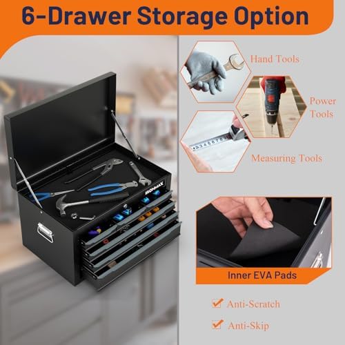 IRONMAX 24" Lockable Metal Tool Box with 6 Drawers for Garage & Work...