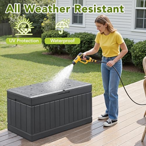 Devoko 78 Gallon Deck Box, Waterproof Resin Outdoor Storage Box