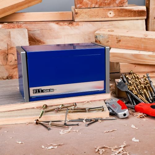 P.I.T. Mini Tool Box,3 Drawers Small Metal Toolbox for Tools Storage,Blue