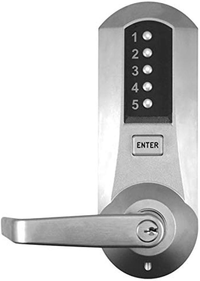 Kaba 5021XSWL-26D-41 Cylindrical Push Button Lock with Lever Xs Ko Us26D, Sat...
