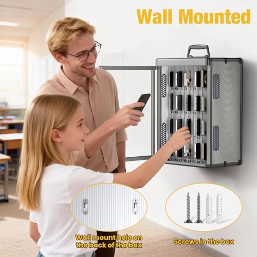 Glosen 36 Slots Cell Phone Locker, Portable Mobile Phone Storage Box [Wall Mo...