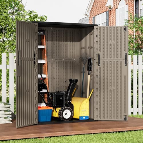 HOMSPARK Outdoor Storage Shed 57 Cu.Ft, All-Weather Resistant Resin Garden Sh...