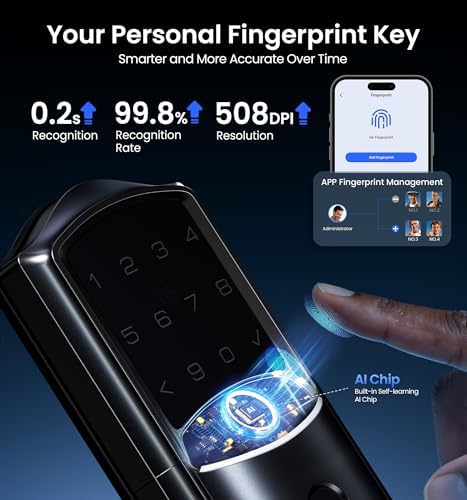 Veise VE027 WiFi Smart Lock Fingerprint Keyless Entry Deadbolt Matte Black