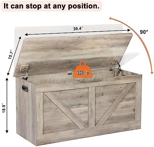 Timberer 39.4" Storage Chest, Wooden Storage Bench, Large Storage Trunk