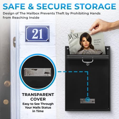 Wall Mounted Locking Vertical Dropbox Mailbox - Safe and Secure (Large) | Mad...