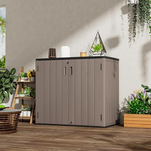 Mrosaa Large Outdoor Storage Box,Resin Shed,Waterproof/Lockable,Outdoor Stora...