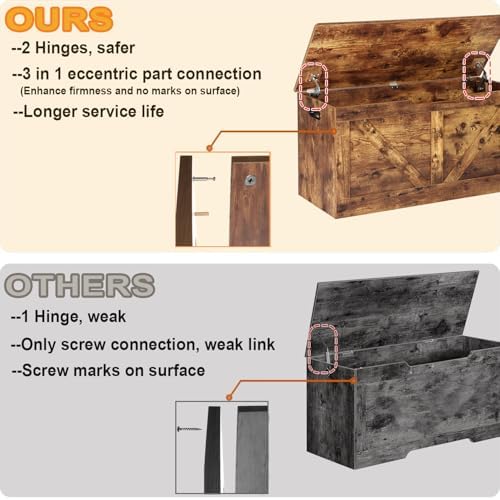 Timberer 39.4" Storage Chest, Wooden Storage Bench, Large Storage Trunk