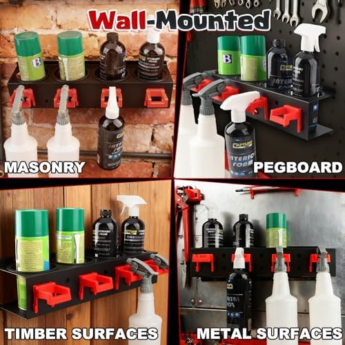 Spray Bottle Holder, 2 Pack Wall Mount Car Detailing Can Holder Spray Rack