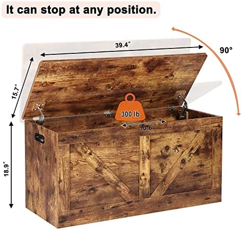 Timberer 39.4" Storage Chest, Wooden Storage Bench, Large Storage Trunk