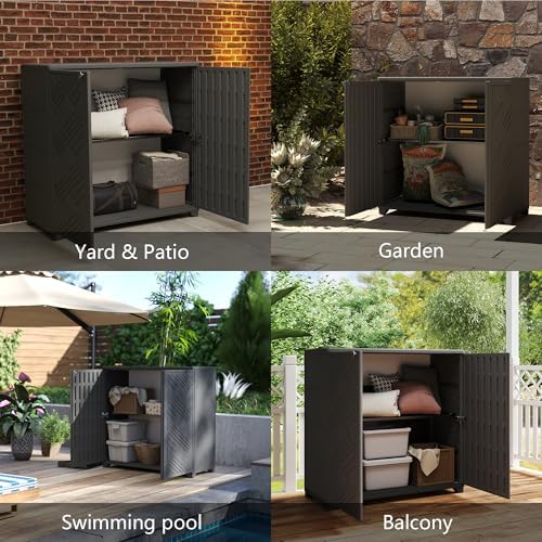 Diamond Cabinet with 1 Shelf, Black 33.5×15.1×34.3 Inch - Waterproof UV-Resis...