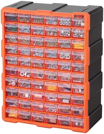 VEVOR 60-Drawer Storage Organizer, Plastic, Drawer Storage Cabinet for Garage...