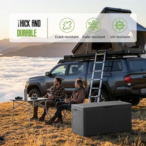 160 Gal Deck Box Outdoor Waterproof Storage Bench Lockable