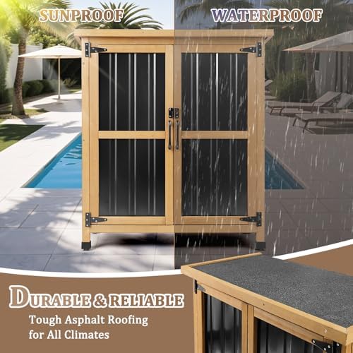 PetsCosset Small Outdoor Storage Cabinet Weatherproof with Lockable Doors