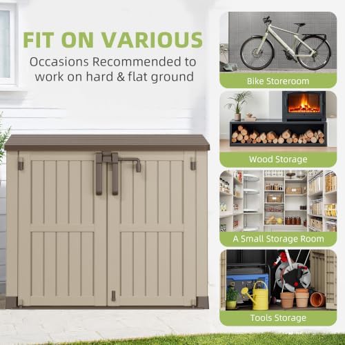 Bifanuo 36 Cu Ft Resin Outdoor Storage Shed, Horizontal Storage Cabinet