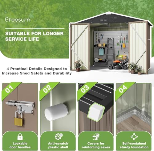 Greesum 8x6FT Outdoor Storage Shed, Brown
