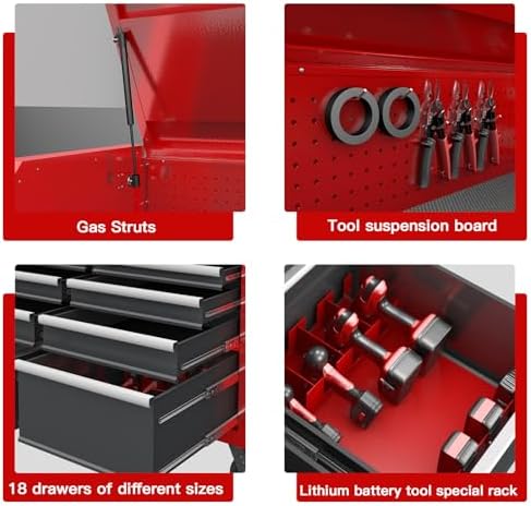 AIRAJ 18-Drawer Rolling Tool Chest Combo,60" Mobile Garage Tool Cabinet