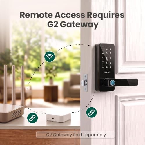 DESLOC Smart Handle Lock with Keypad, Fingerprint Knob for Front Door