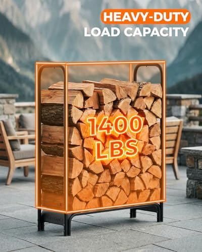 3ft Firewood Log Rack with Cover Outdoor, Heavy Duty Indoor Outdoor Firewood ...