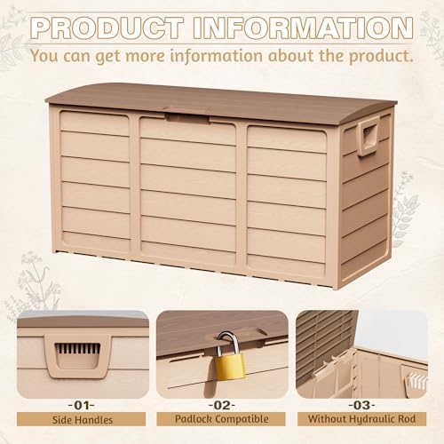 75 Gallon Outdoor Deck Box - Heavy Duty Resin Storage with Lockable Lid, UV R...
