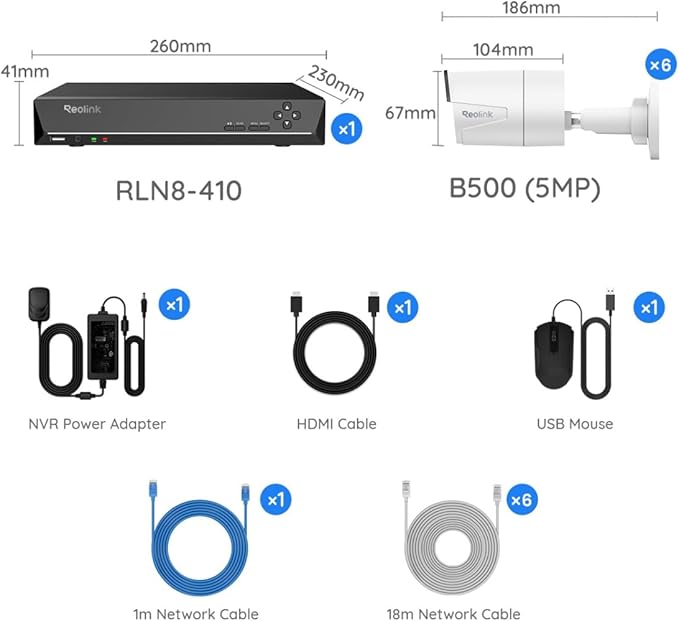 REOLINK 8CH 5MP Home Security Camera System, 4K/8MP 8CH NVR
