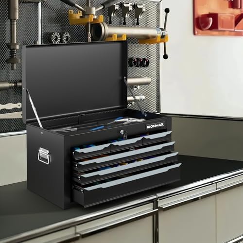 IRONMAX 24" Lockable Metal Tool Box with 6 Drawers for Garage & Work...
