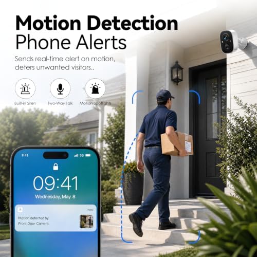 2K Security Cameras Wireless Outdoor,WiFi Cameras for Home Security