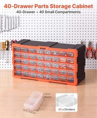 VEVOR 40-Drawer Storage Organizer, Plastic, Drawer Storage Cabinet for Garage...
