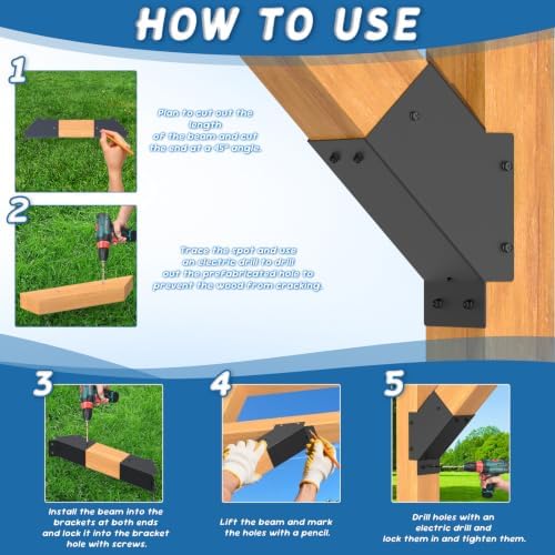 4 Pcs 4"x 4" Pergola Brackets (Actual 3.6‘’x3.6‘’)