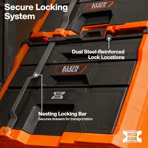 Klein Tools 54890MB MODbox Three Drawer Rolling Toolbox, Tool Storage, Ball B...