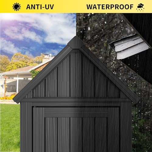 Fancyango Outdoor Resin Storage Cabinet Sturdy All-Weather Shed with Removabl...