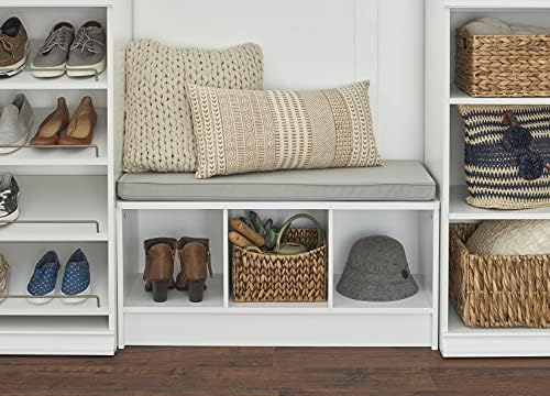 ClosetMaid 1631 Cubeicals 3-Cube Storage Bench, White with Gray Cushion
