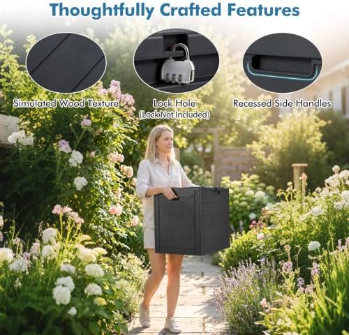 Tangkula 25 Gallon Outdoor Storage Box with Lockable Lid