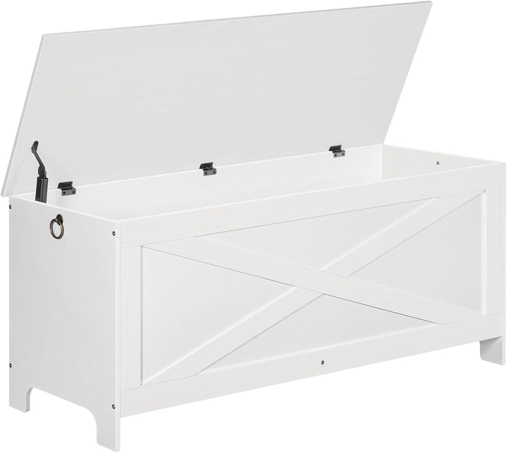 MAHANCRIS 47.2" Storage Chest with Lid, Storage Bench with Safety Hinges