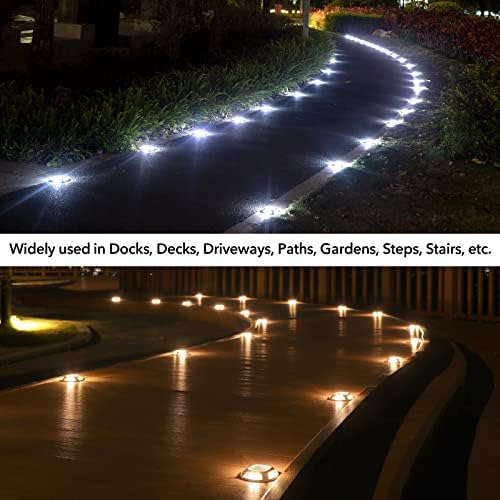 AGPTEK Solar Driveway Lights Outdoor 16 Pack, 2 Color Modes LED Deck Dock