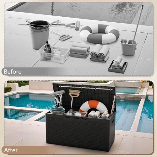 Devoko 100 Gallon Deck Box Waterproof Outdoor Storage Box with Cushion