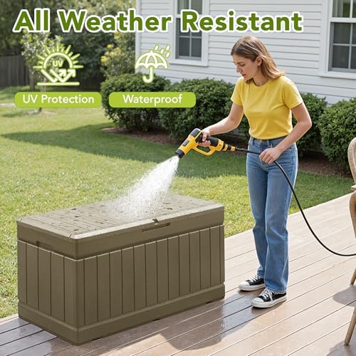 Devoko 78 Gallon Deck Box, Waterproof Resin Outdoor Storage Box