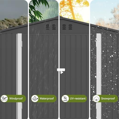 COMHOMA Shed Outdoor Storage Shed Metal,Lockable Doors Tool Sheds with Slopin...