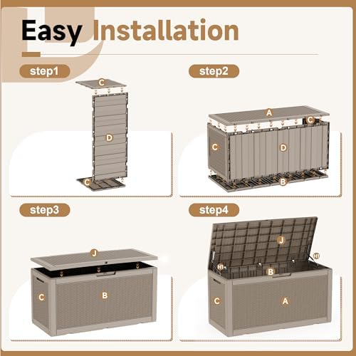 Vixzen 121 Gal Waterproof Outdoor Storage Box Lockable Deck Box