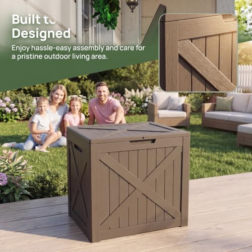 NicBex 32 Gallon Waterproof Resin Storage Deck Box, Light Coffee