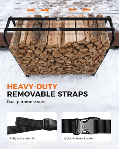 3ft Firewood Log Rack with Cover Outdoor, Heavy Duty Indoor Outdoor Firewood ...